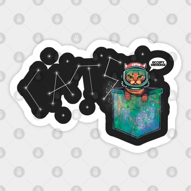 Grumpy bengal space cat in pocket cats occupy universe Sticker by Meakm